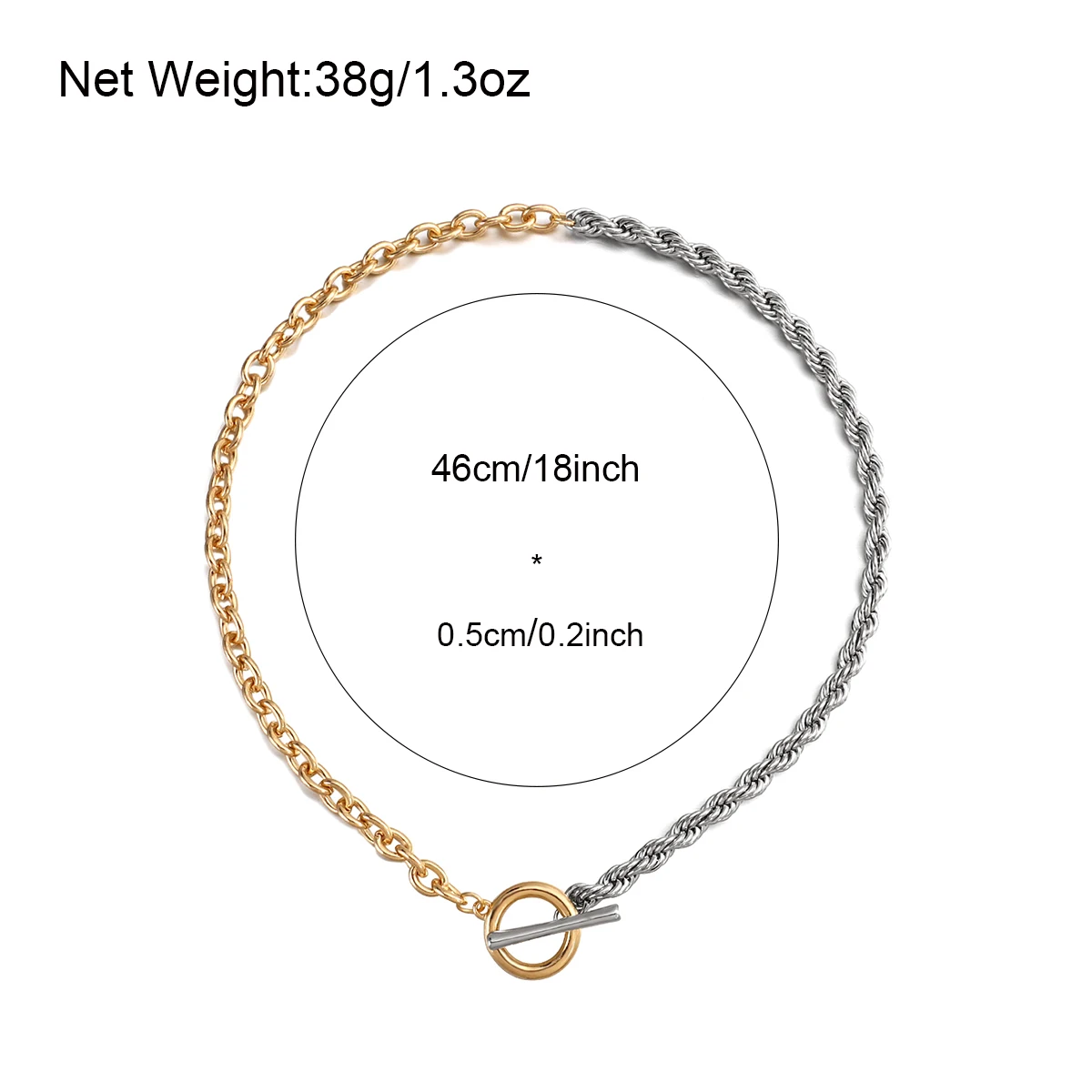Chunky Vintage Gold Silver Color Twist Chain Necklace