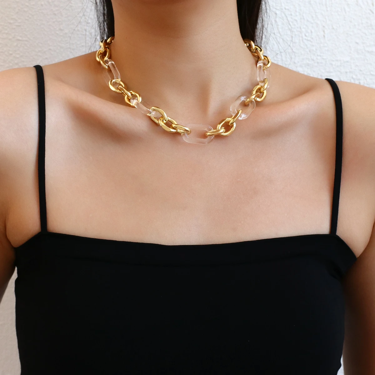 Chunky Cuban Gold Acrylic Chain Necklace for Women