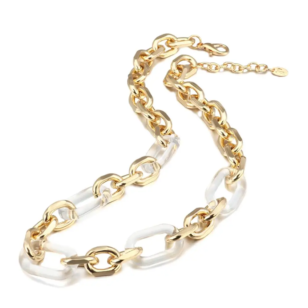 Chunky Cuban Gold Acrylic Chain Necklace for Women