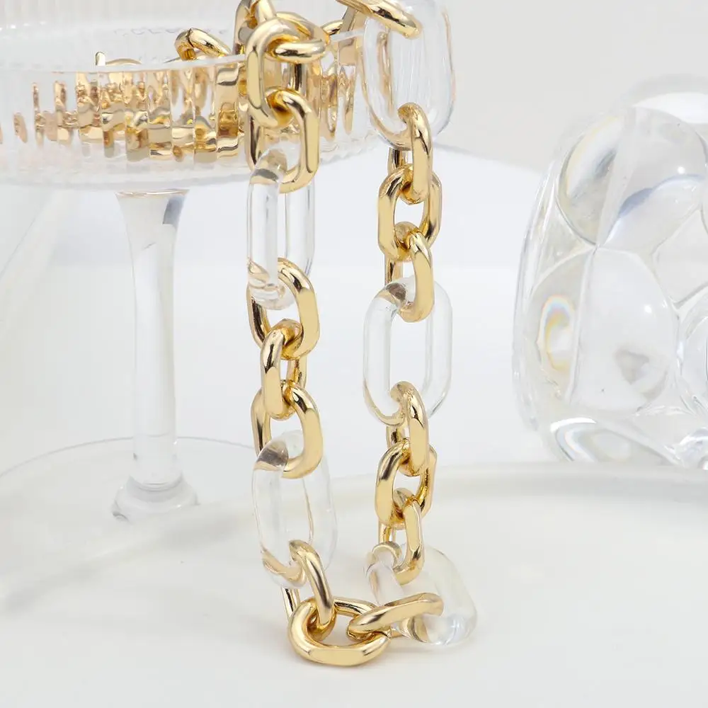 Chunky Cuban Gold Acrylic Chain Necklace for Women
