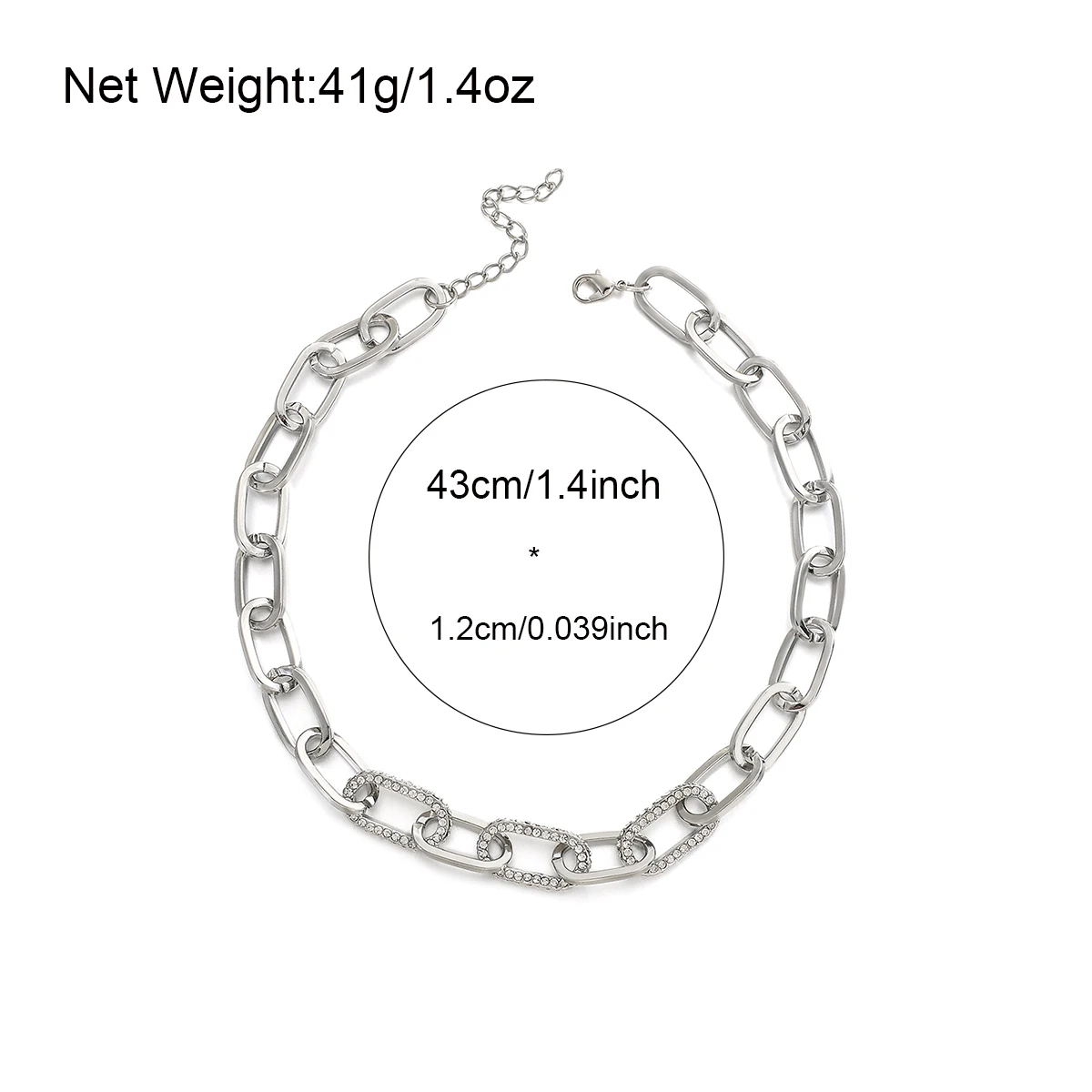 Punk Rhinestone Chain Choker Statement Necklace