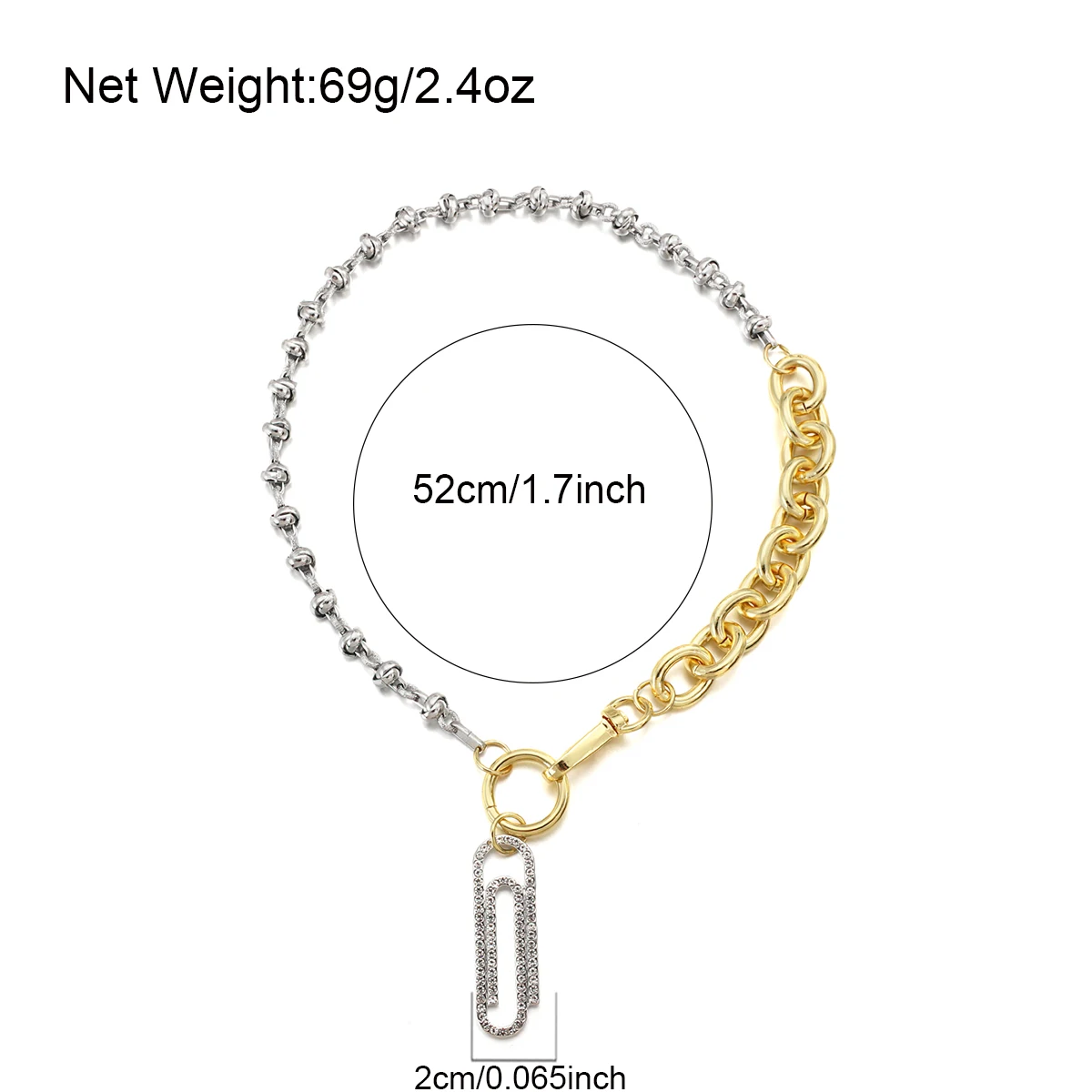 Design Rhinestone Paperclip Chain Necklace for Women