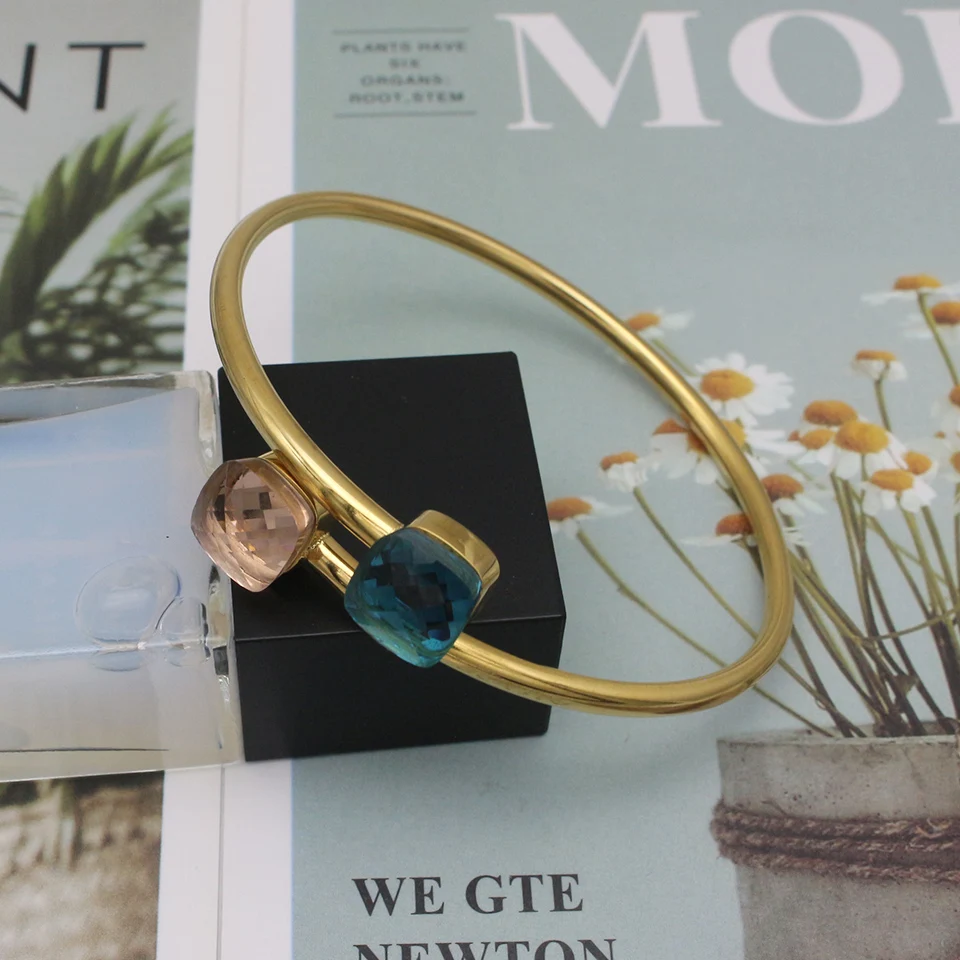 Designer Inspired Jewelry Double Glass Stone Bangle