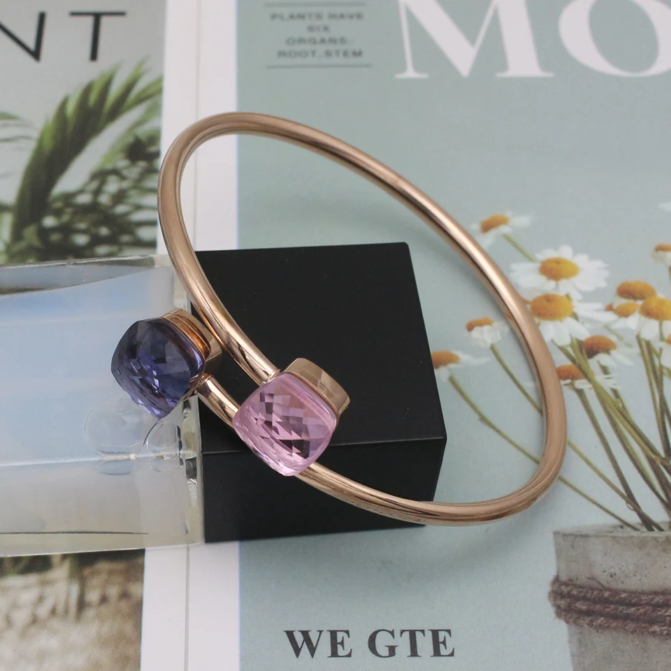 Designer Inspired Jewelry Double Glass Stone Bangle