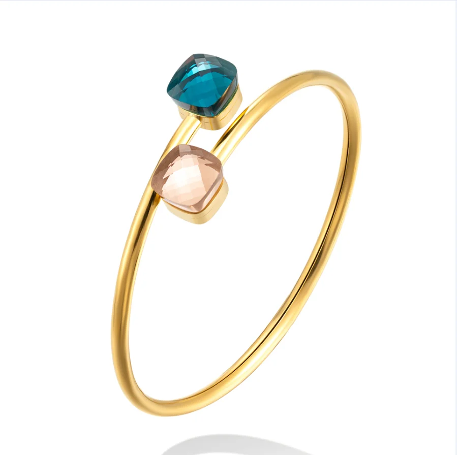 Designer Inspired Jewelry Double Glass Stone Bangle