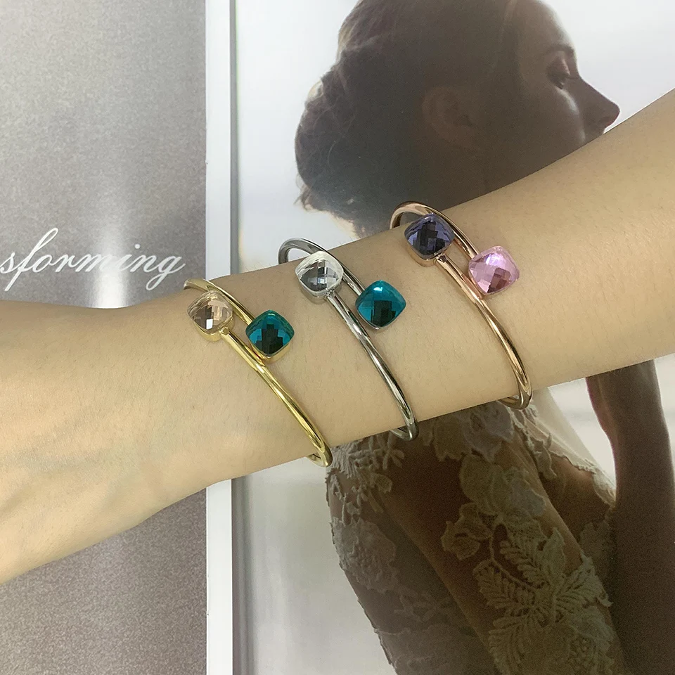 Designer Inspired Jewelry Double Glass Stone Bangle