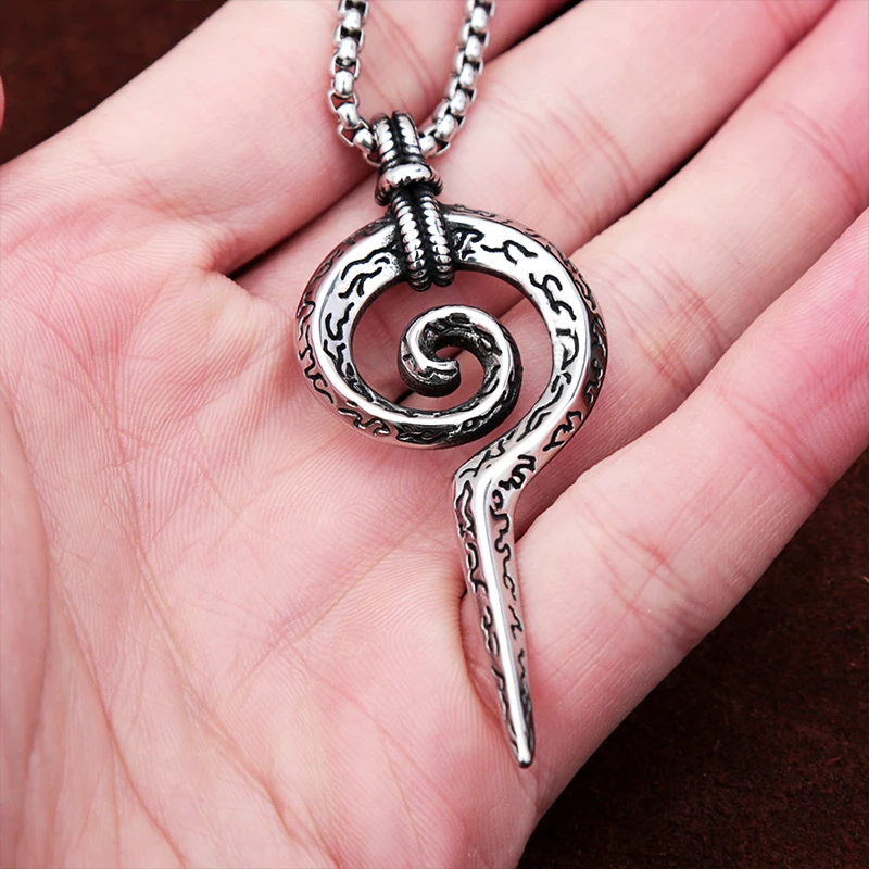 Vintage Mayan Totem Snake Scepter Pendant Necklace