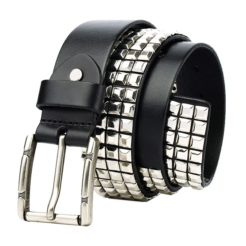 Metal Rivet Cowboy Belts Genuine Leather