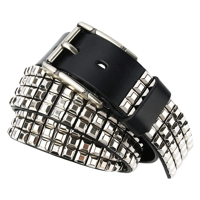 Metal Rivet Cowboy Belts Genuine Leather