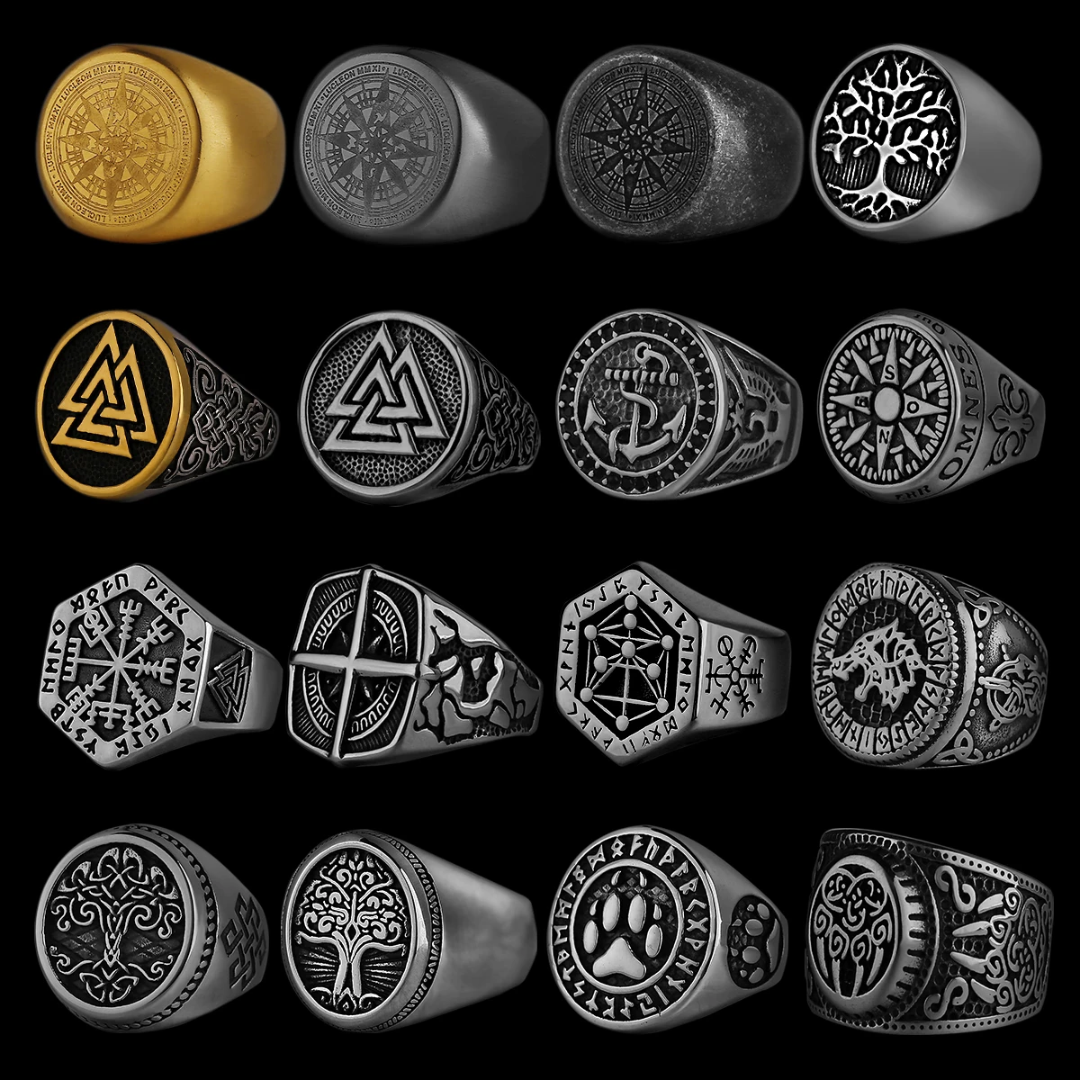 Viking Rings Scandinavian Stainless Steel Vintage Jewelry