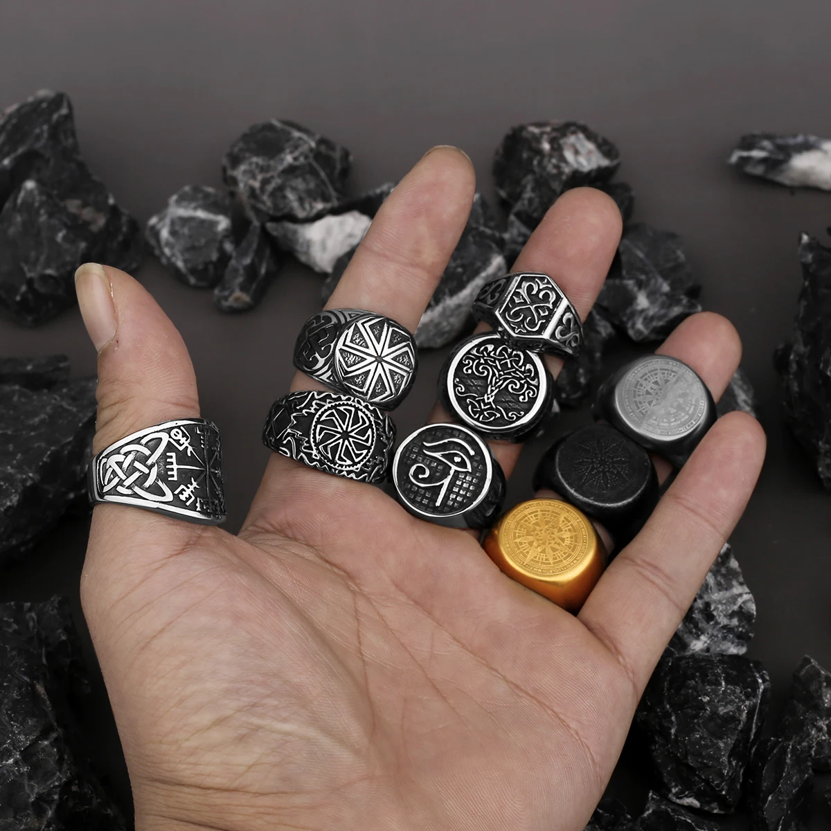 Viking Rings Scandinavian Stainless Steel Vintage Jewelry
