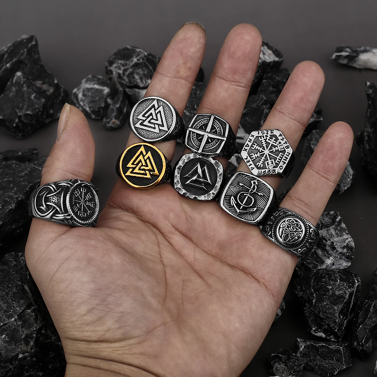 Viking Rings Scandinavian Stainless Steel Vintage Jewelry