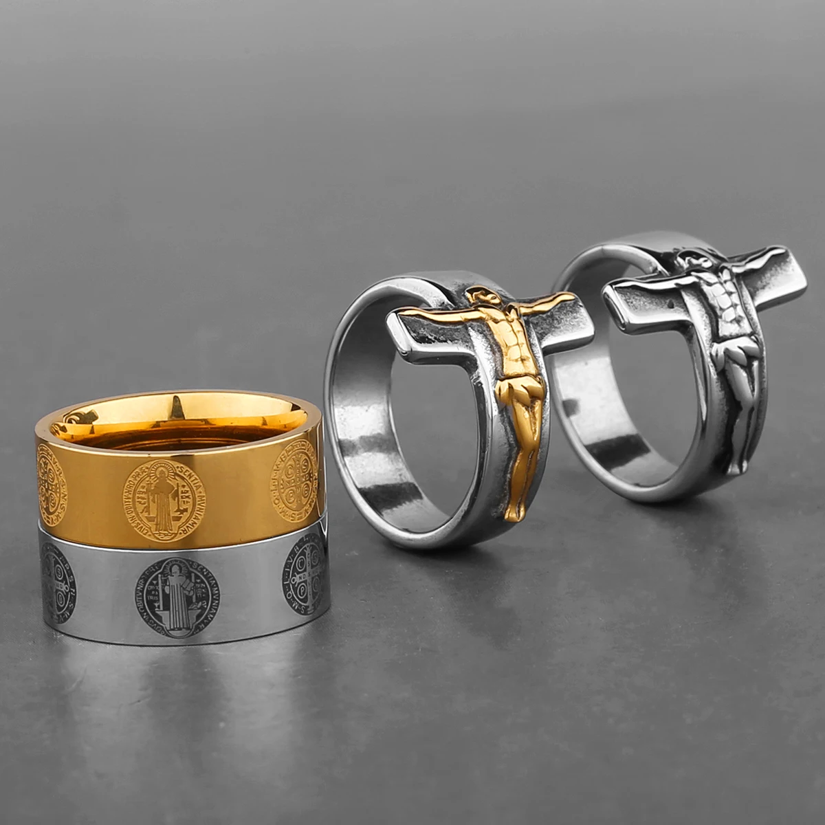 Religious Christian Catholic Jesus Cross Rings