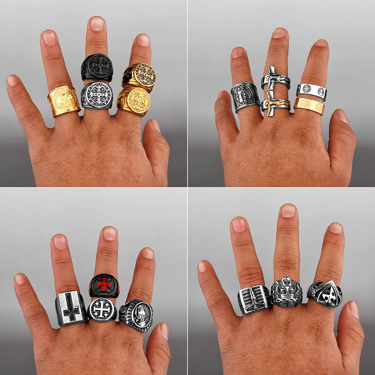 Religious Christian Catholic Jesus Cross Rings