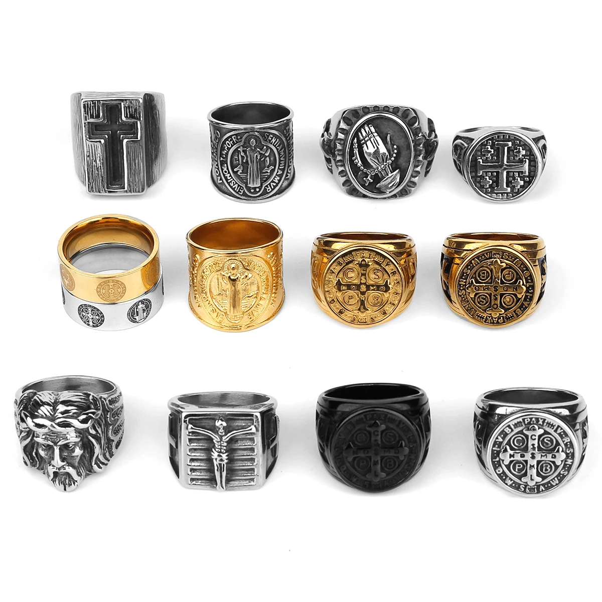 Religious Christian Catholic Jesus Cross Rings