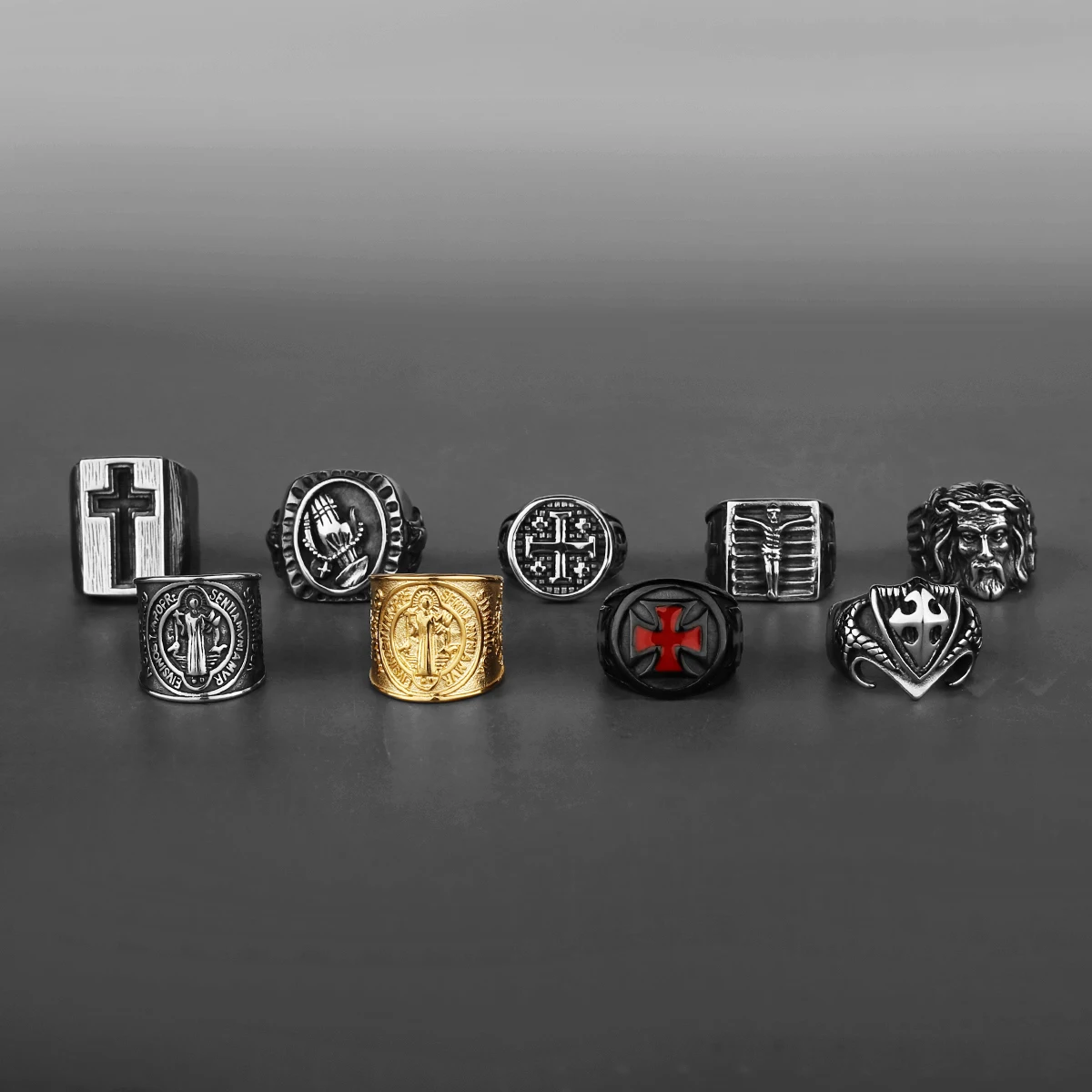 Religious Christian Catholic Jesus Cross Rings