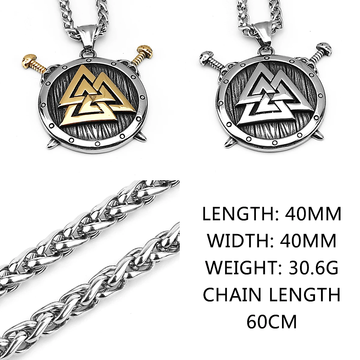 Viking Rune Multi-Style Stainless Steel Amulet Shield Pendants