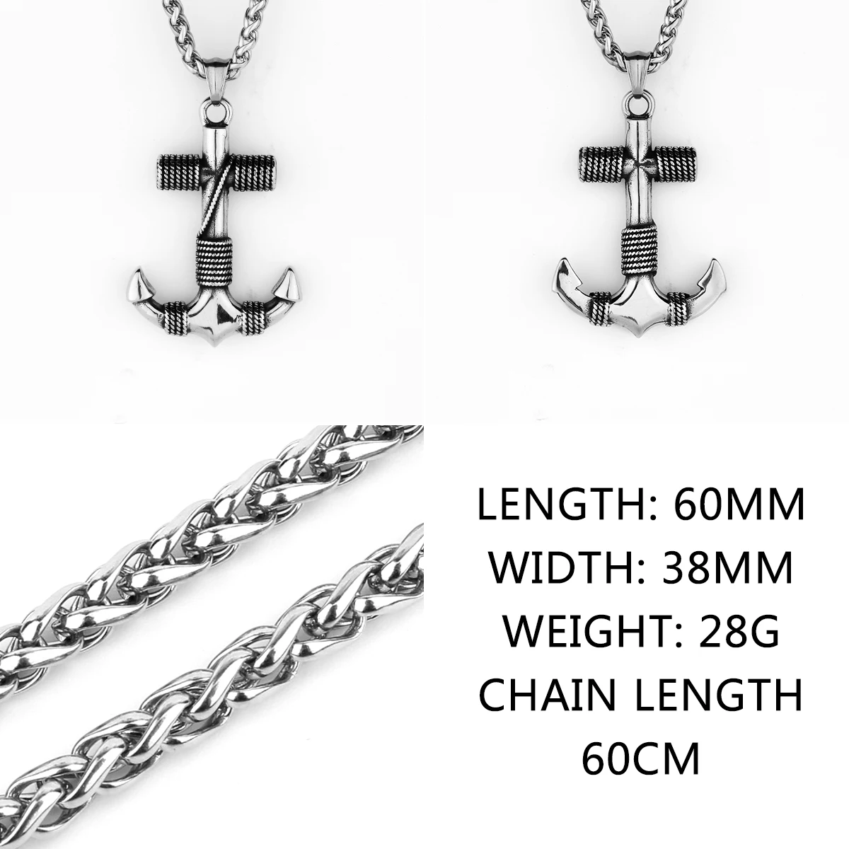 Viking Axe Necklace Pendant Valknut Stainless Steel Men's
