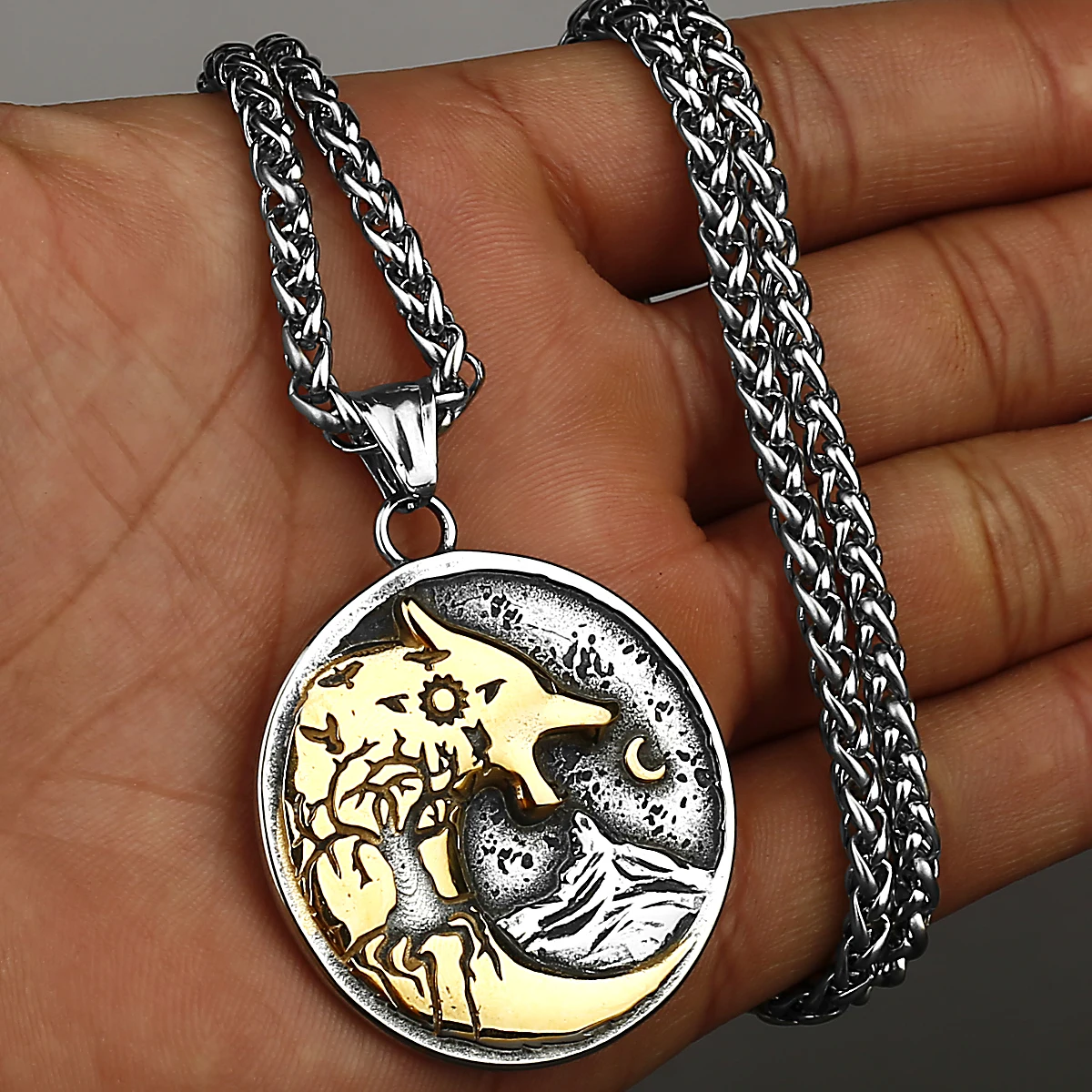 Viking Style Various Wolf Head Runes Stainless Steel
