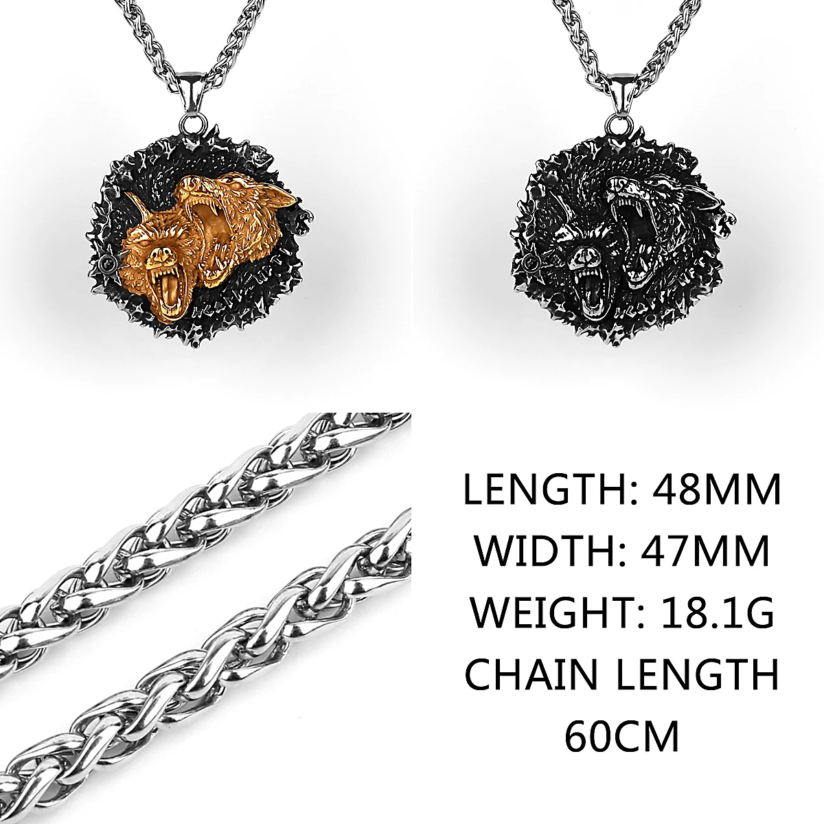 Viking Style Various Wolf Head Runes Stainless Steel
