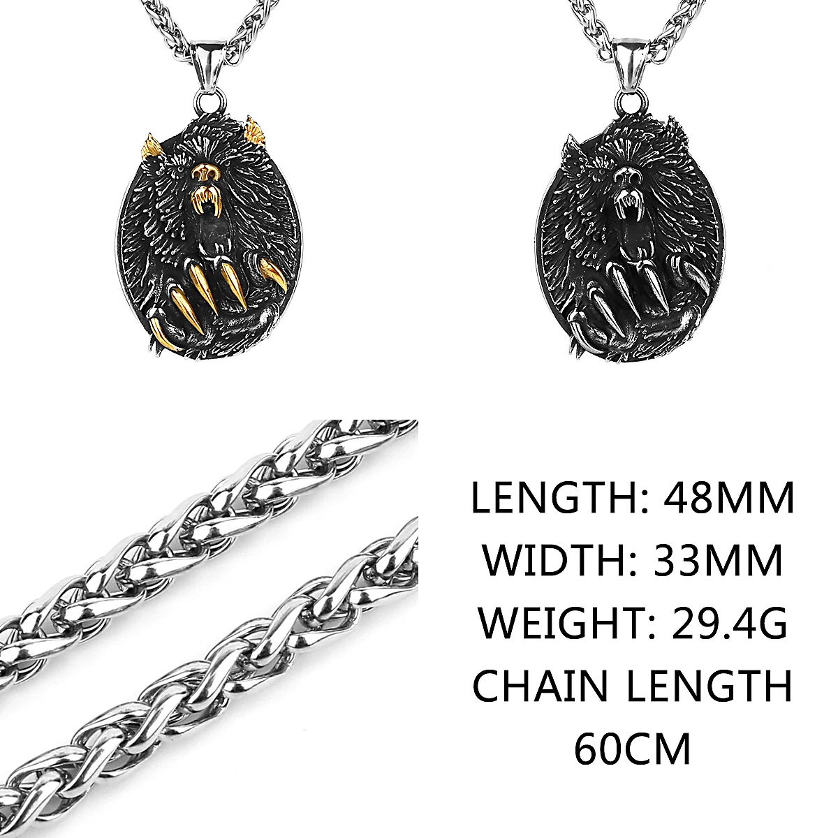 Viking Style Various Wolf Head Runes Stainless Steel