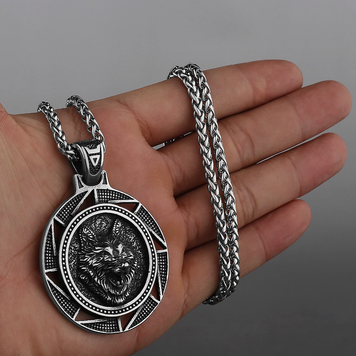 Viking Style Various Wolf Head Runes Stainless Steel