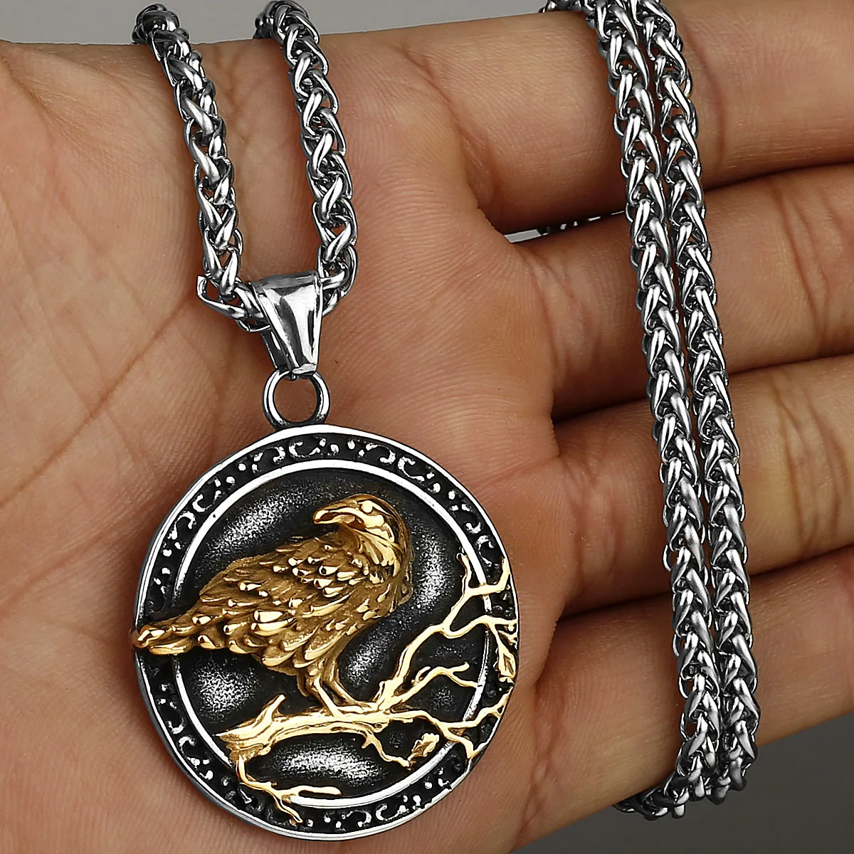 Vikings Stainless Steel Deer Crow Bear Dragon Pendants