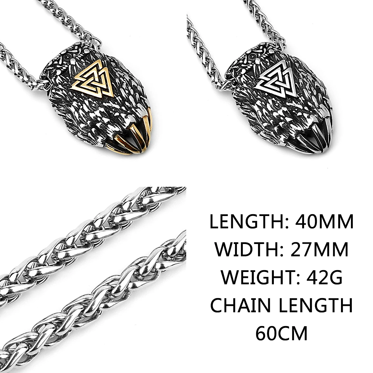 Vikings Stainless Steel Deer Crow Bear Dragon Pendants