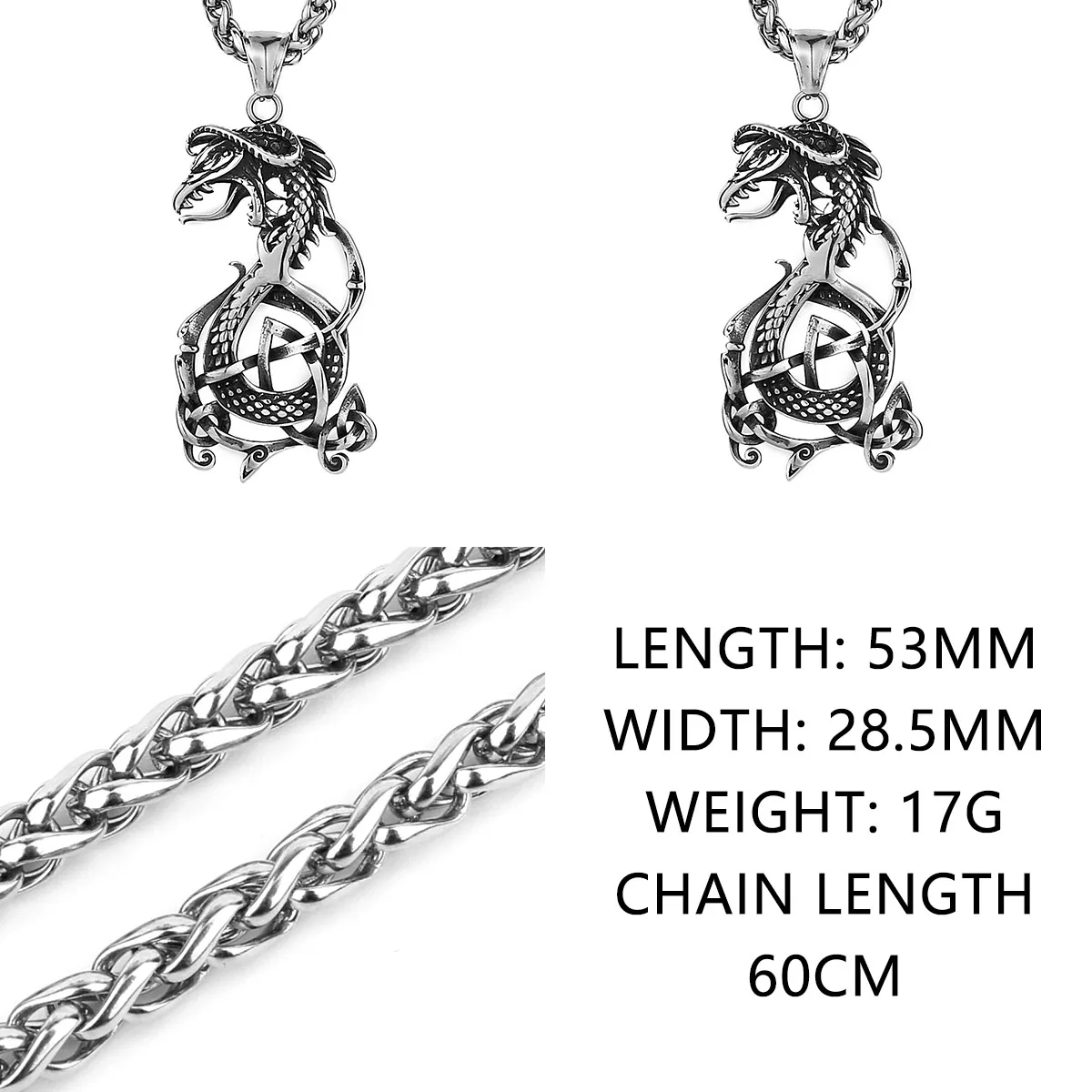 Vikings Stainless Steel Deer Crow Bear Dragon Pendants