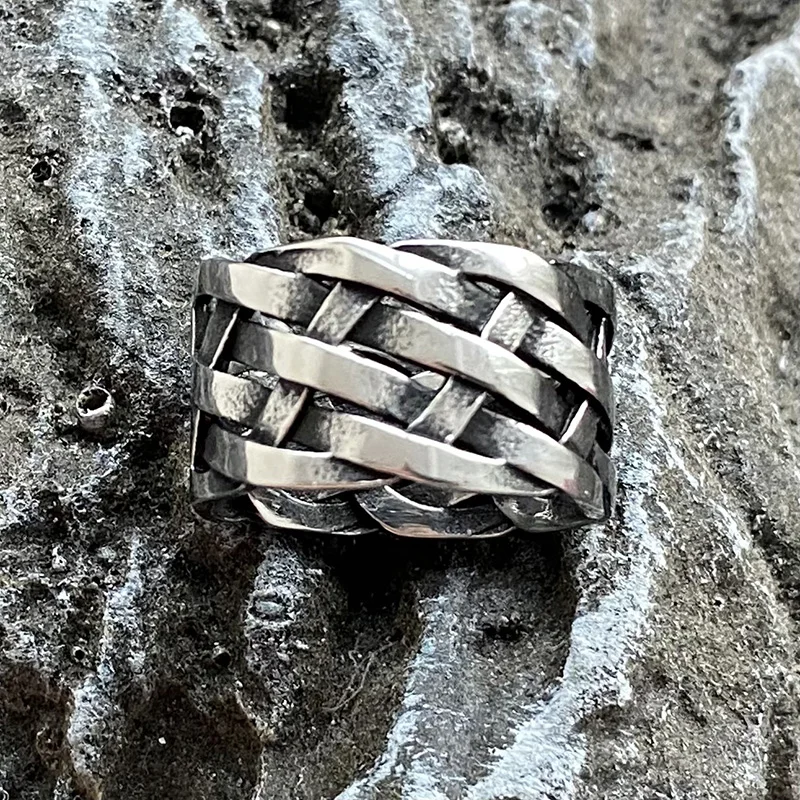 Weave Knot Viking Stainless Steel Ring for Men