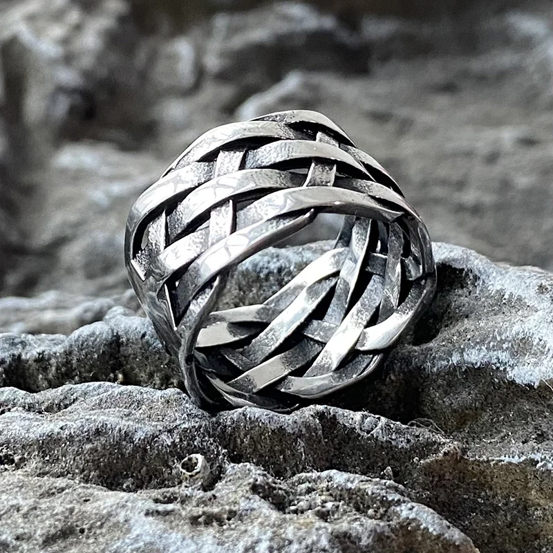 Weave Knot Viking Stainless Steel Ring for Men