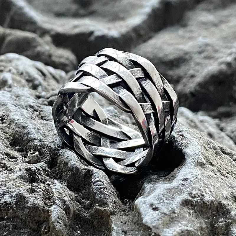 Weave Knot Viking Stainless Steel Ring for Men