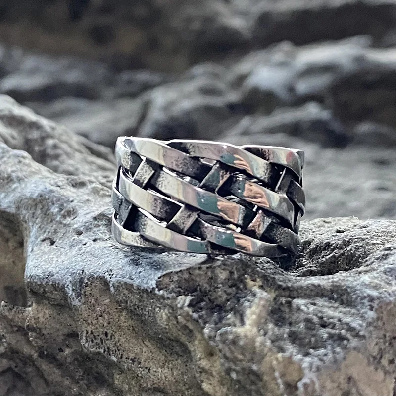 Weave Knot Viking Stainless Steel Ring for Men