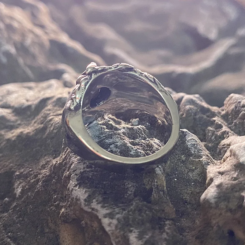 Goddess Red Stone Vintage Rings Stainless Steel Angel