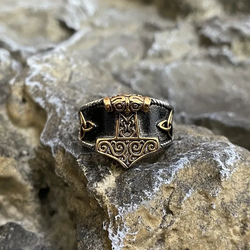 Thors Hammer Ring Celtic Knots