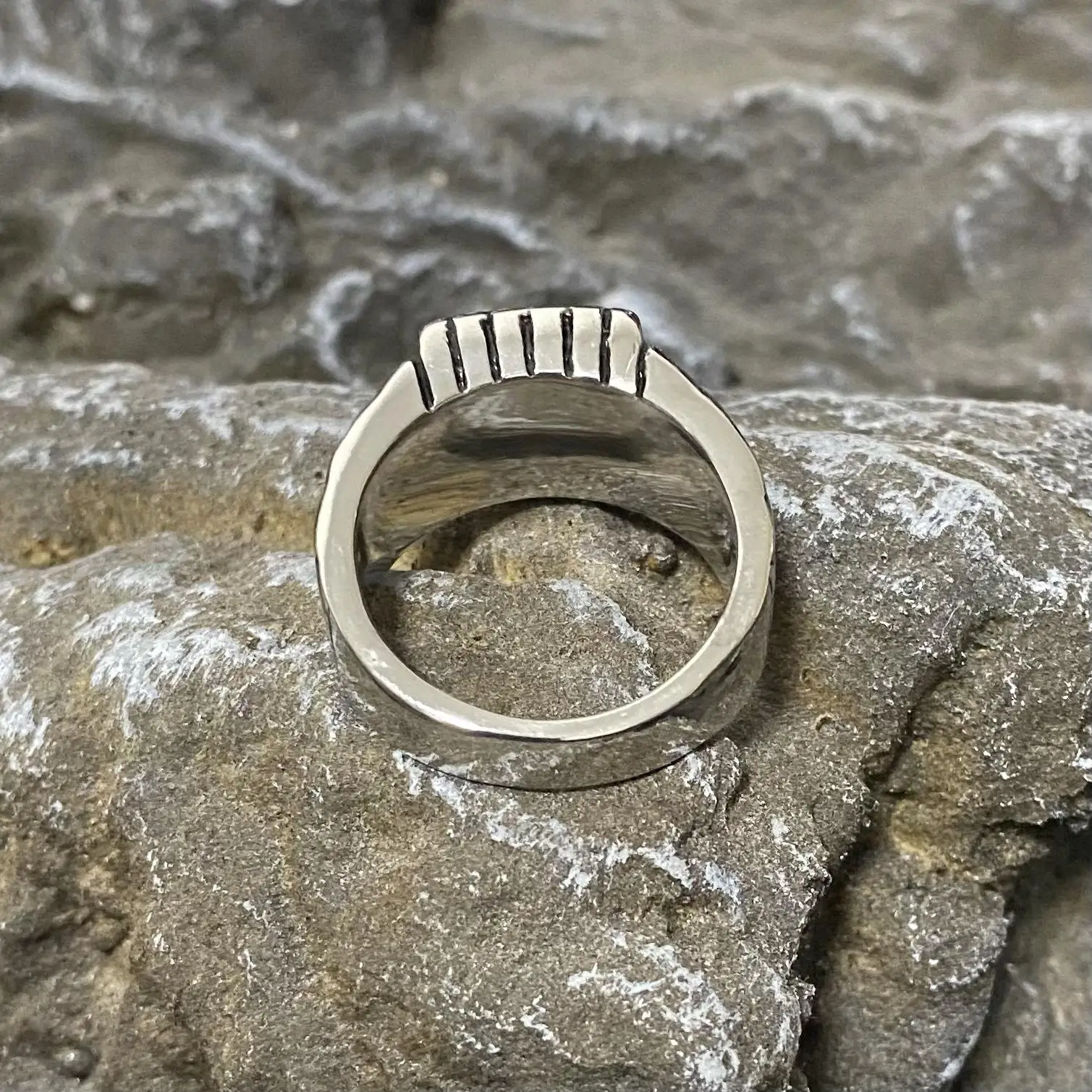 Vintage Classic Square Black Stone Viking Simple Ring