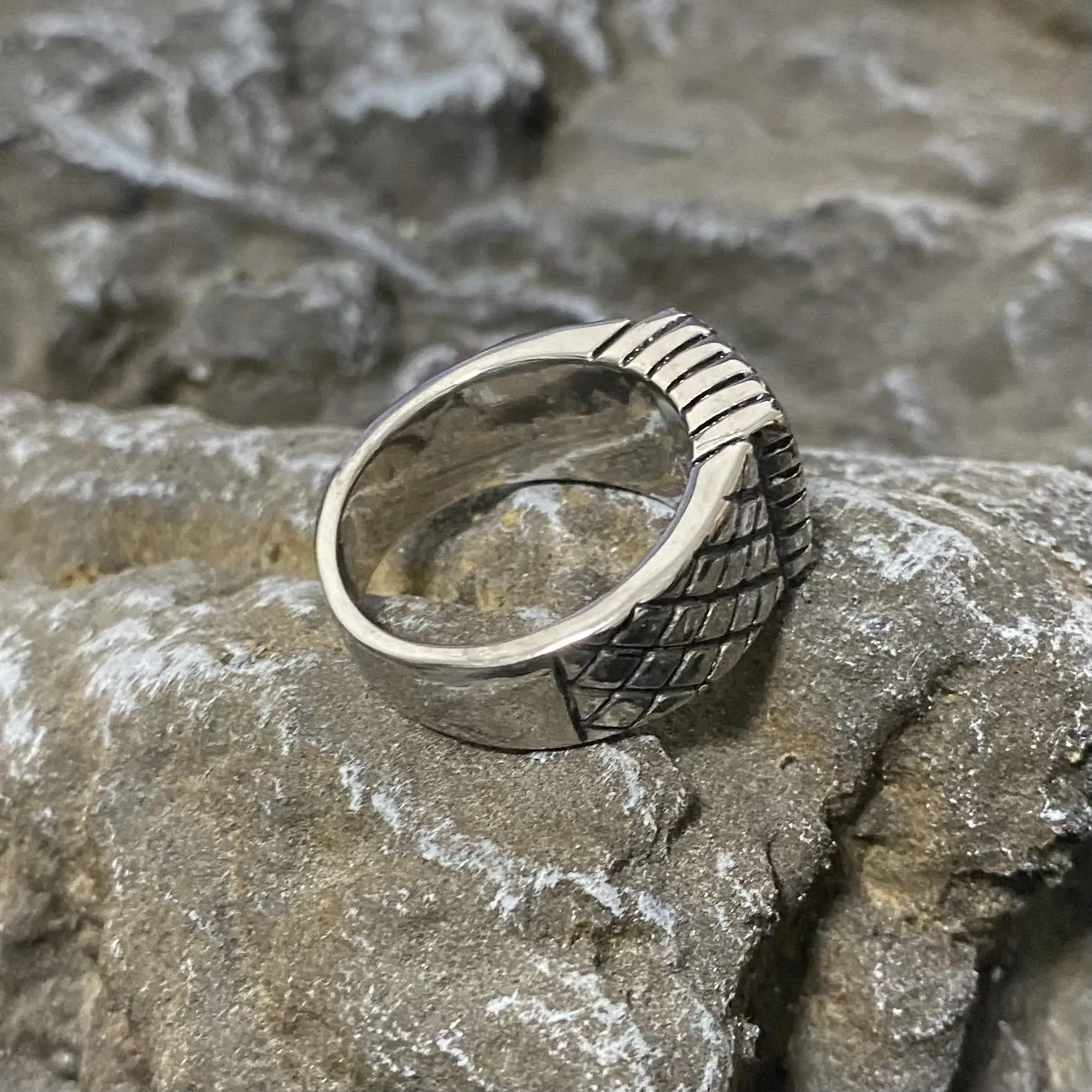 Vintage Classic Square Black Stone Viking Simple Ring