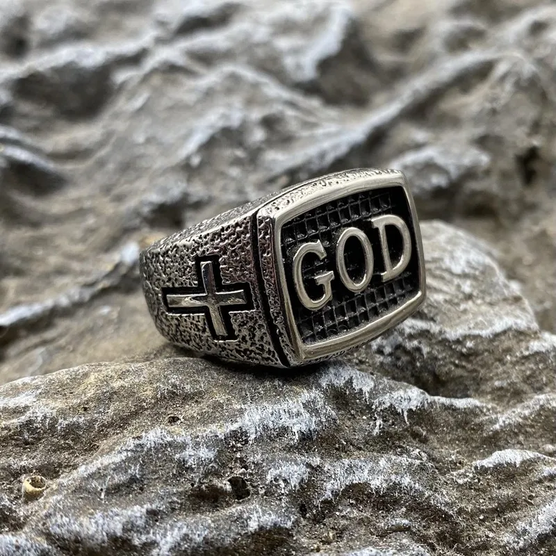 Cross Faith GOD Stainless Steel Ring