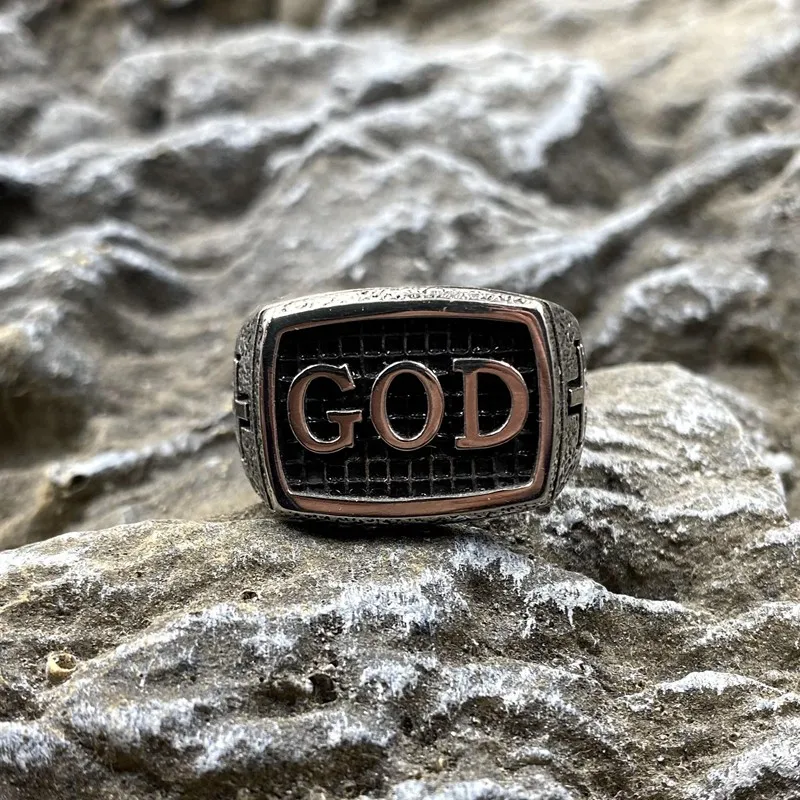 Cross Faith GOD Stainless Steel Ring