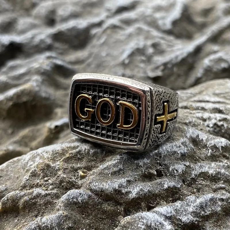 Cross Faith GOD Stainless Steel Ring