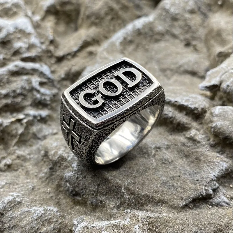 Cross Faith GOD Stainless Steel Ring