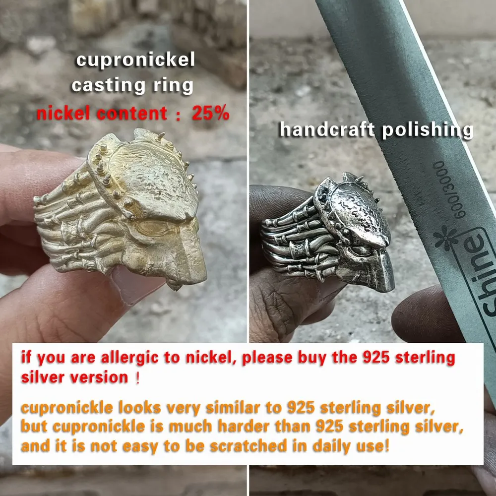 Cupronickel Alien Predator Ring for Men