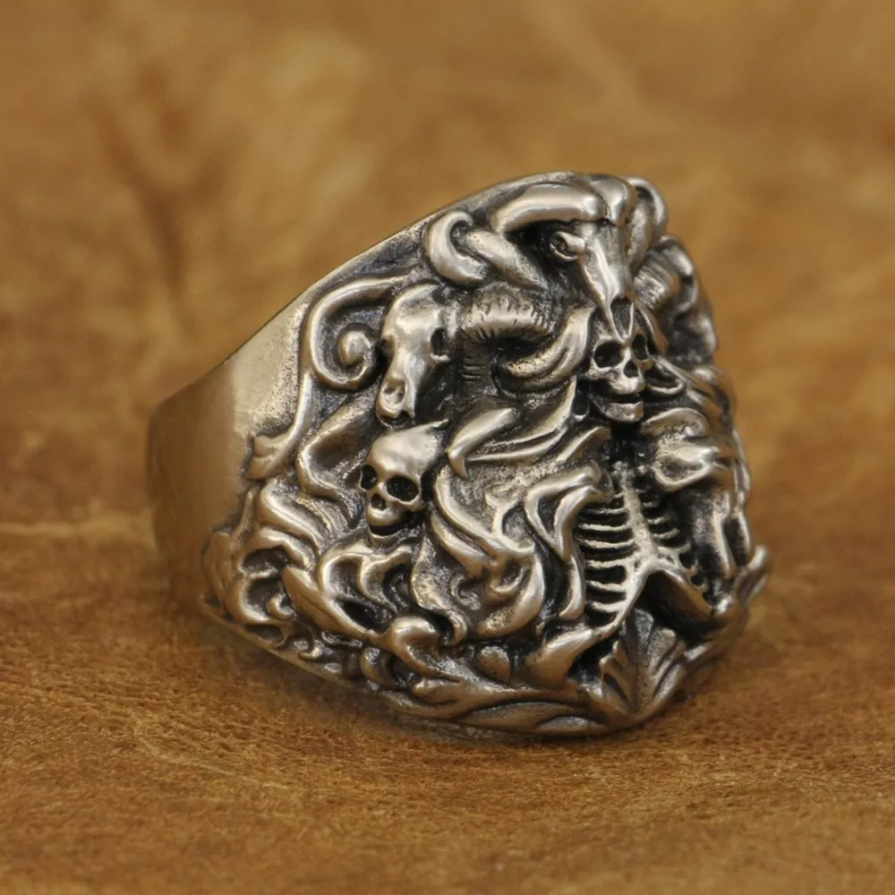 Dark Banshee Skull Ring Men's Biker Jewelry