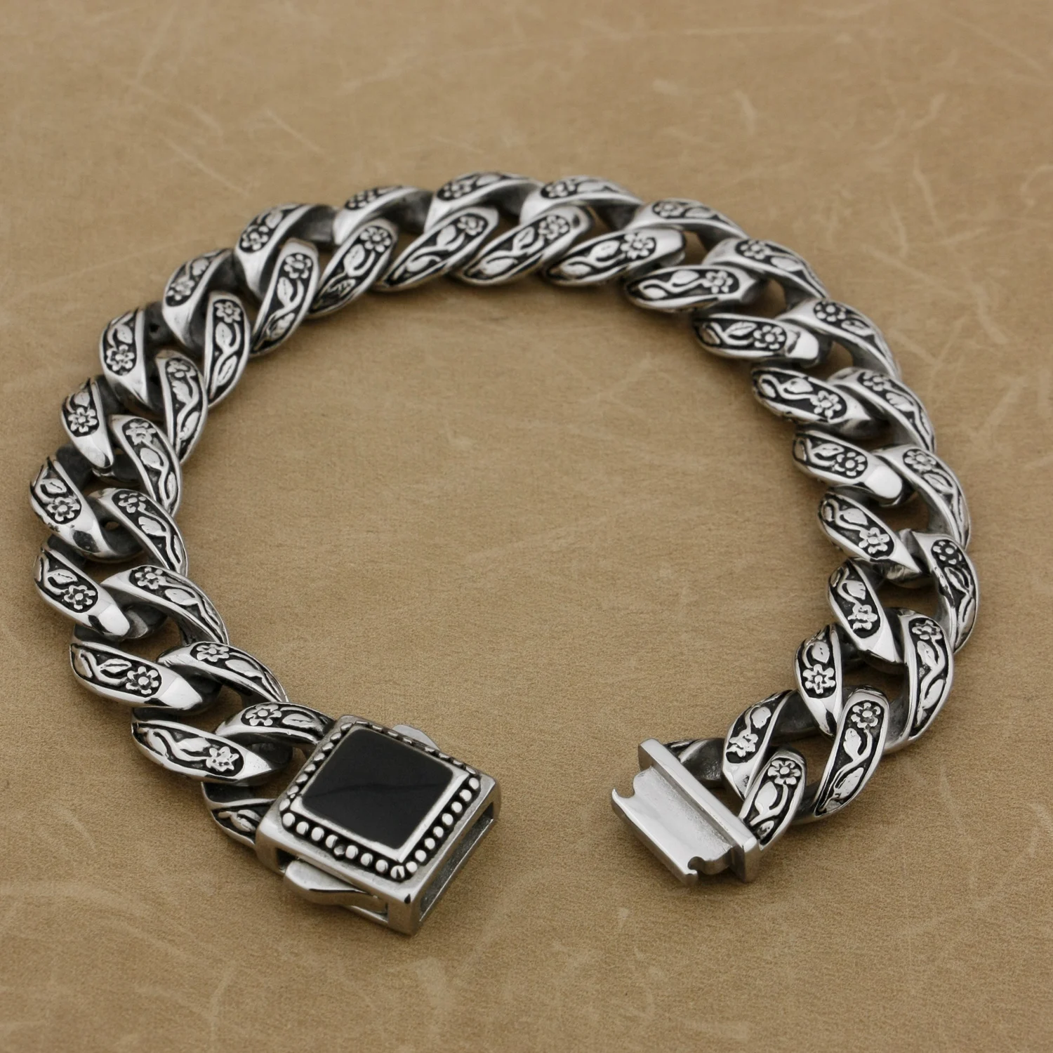 Solid 316L Stainless Steel Bracelets Floral Pattern