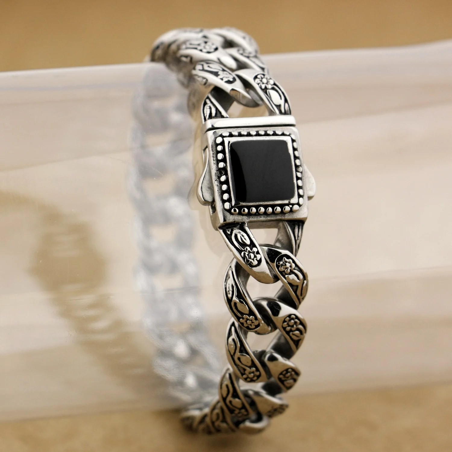 Solid 316L Stainless Steel Bracelets Floral Pattern