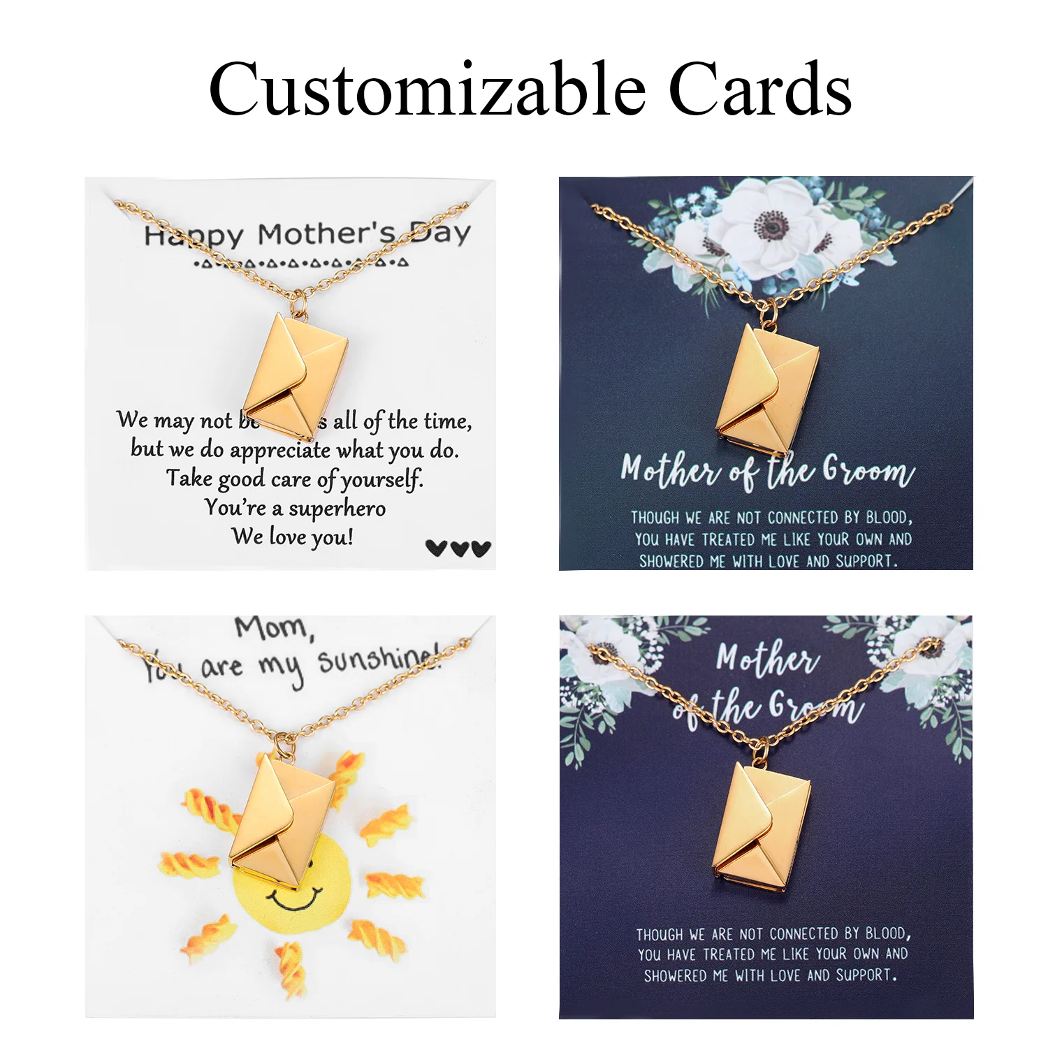 Personalized Love Letter Envelope Necklace Dainty Cute
