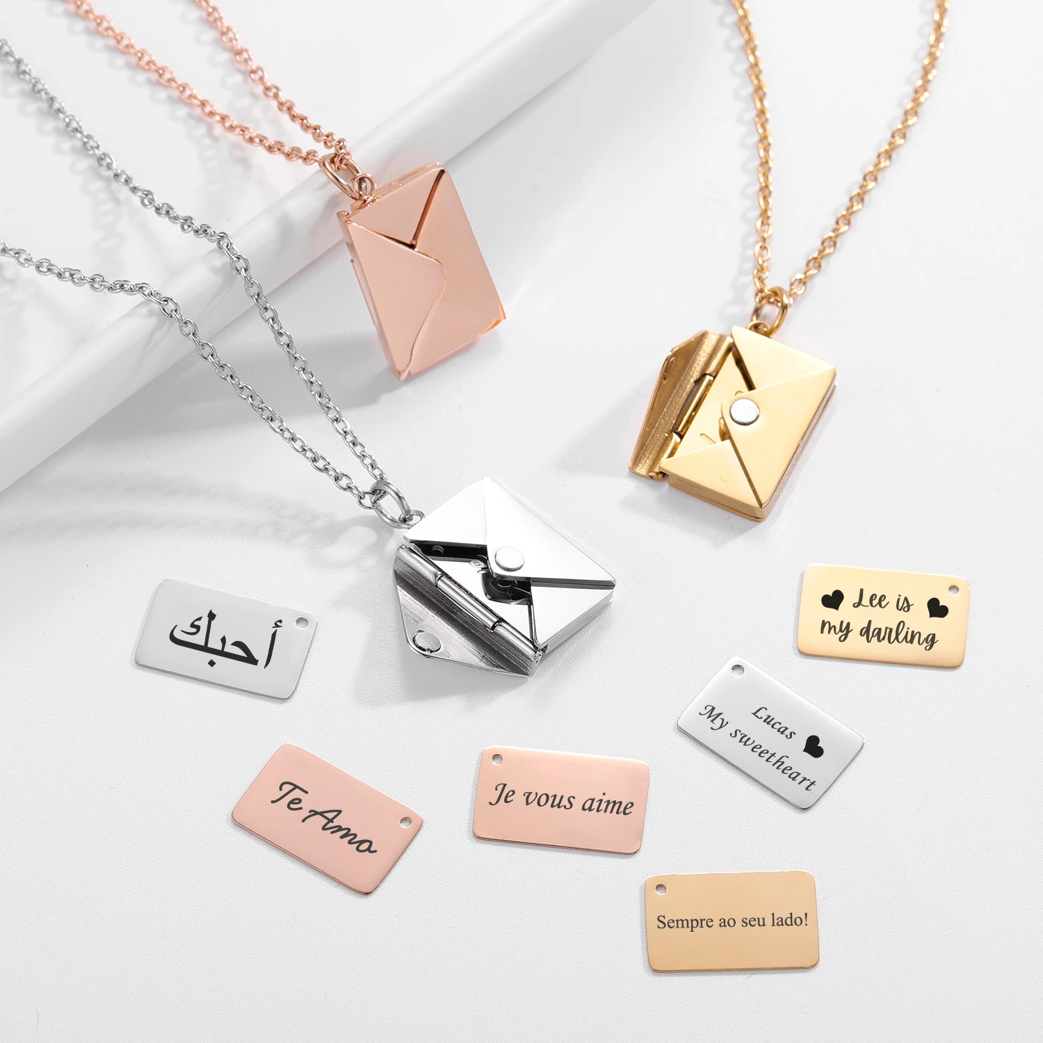Personalized Love Letter Envelope Necklace Dainty Cute