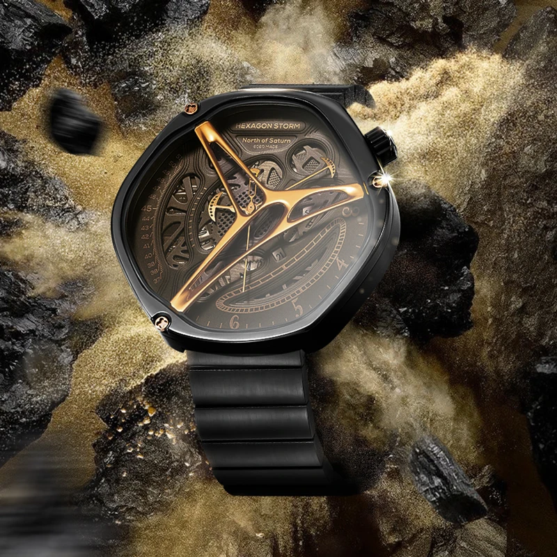 Hexagon Dial Quartz Men's Wrist Watches HS-9700