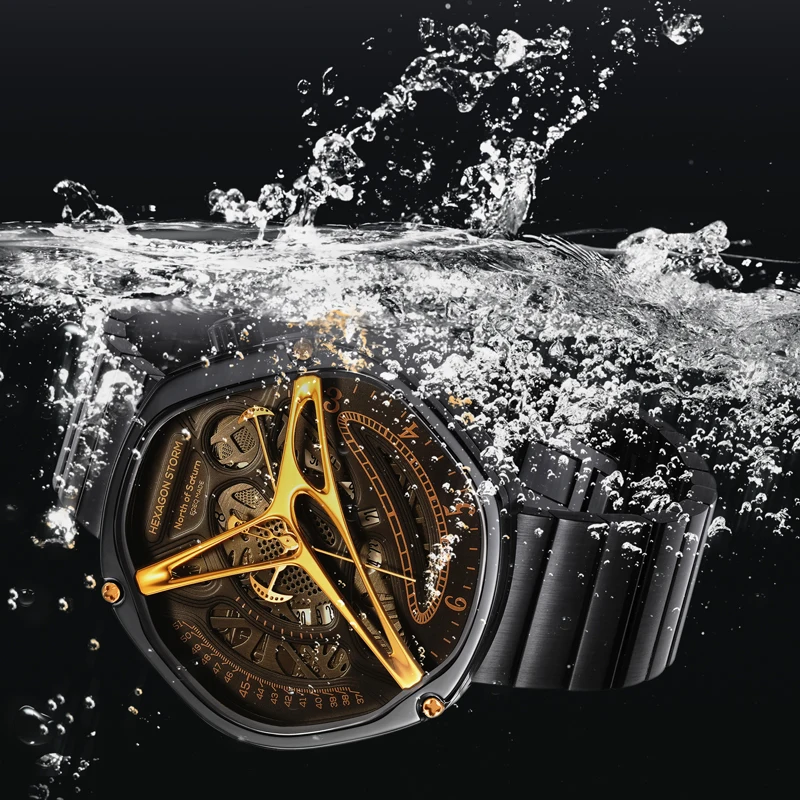Hexagon Dial Quartz Men's Wrist Watches HS-9700