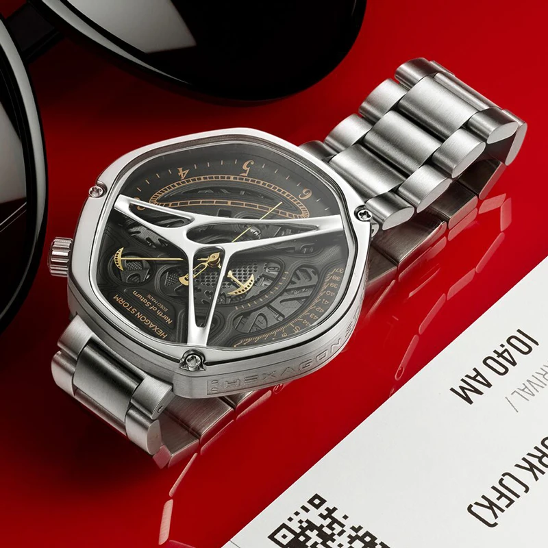 Hexagon Dial Quartz Men's Wrist Watches HS-9700